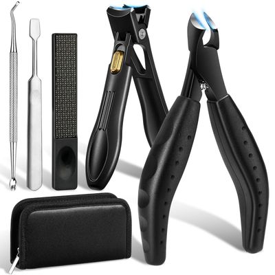 Toenail Clippers for Thick &amp; Ingrown Nails, Professional Nail Clipper Set with Pedicure Tool, Super Sharp Fingernail Cutter with Catcher, Podiatrist Toe Nail Clippers Kit for Seniors, Men &amp; Women