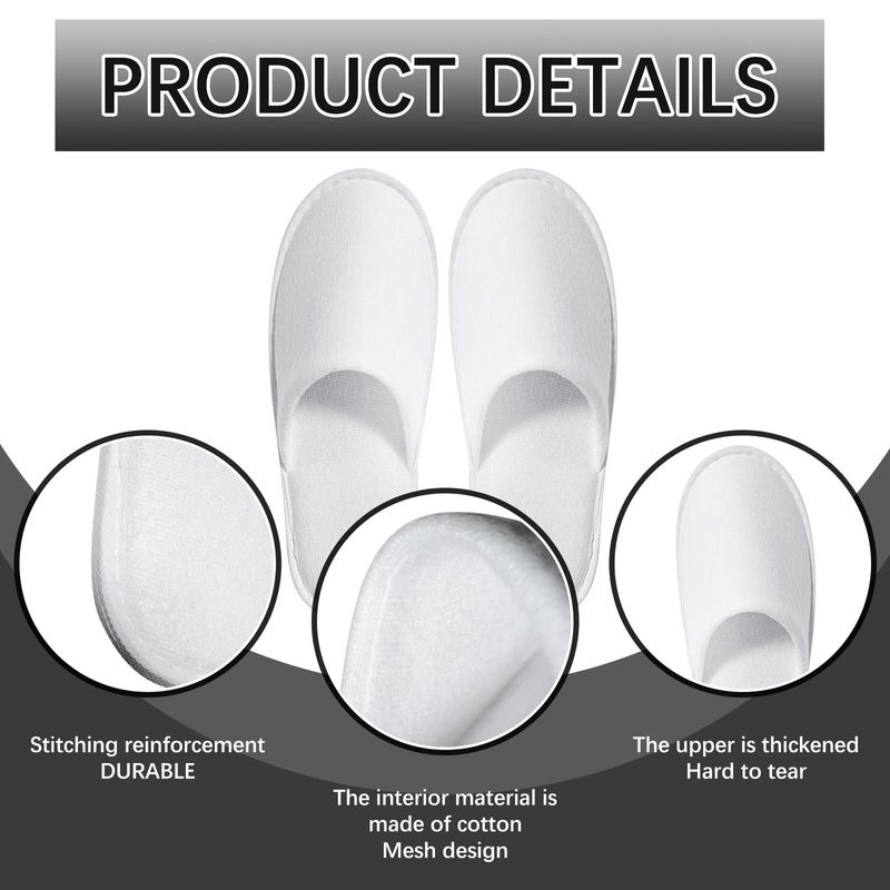 SENJUNSAFE 30Pairs disposable slipper disposable slippers for guests hotel slippers spa slippers Pack for Hotel, Spa, Travel, Shoeless Home, White Closed Toe (US Men Size 10, Women 11)