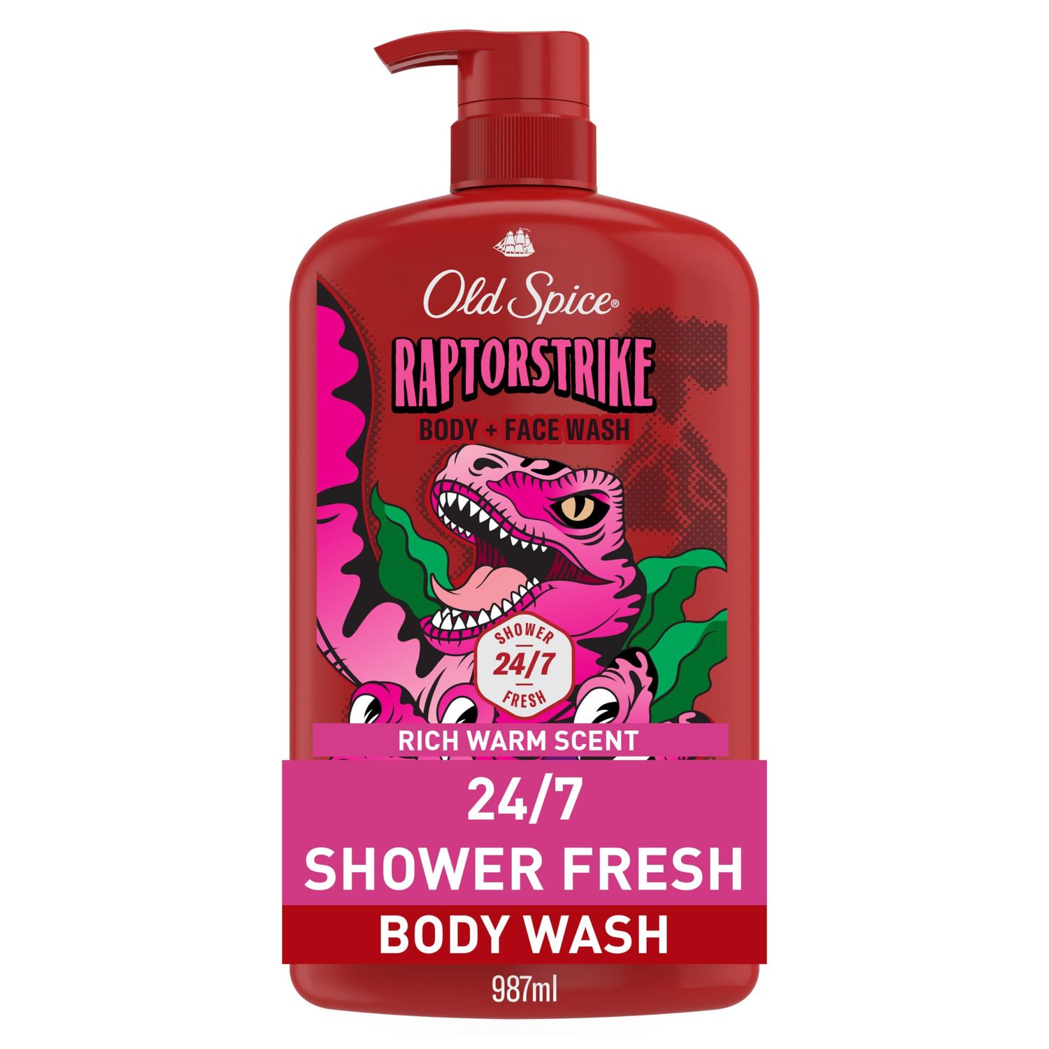 Old Spice Cleansing Body Wash for Men, 3X Defense, 24/7 Shower Fresh with Lasting Scent, 2-in-1 Body &amp; Face Wash, Raptorstrike with Dark Berry Scent, 33.4 oz