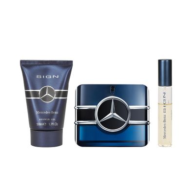 Mercedes-Benz Sign Giftset - Mens Cologne Set - Shower Gel Body Wash and Perfume for Men - Cologne for Men - Violet, Patchouli Fragrances - 3 Pc