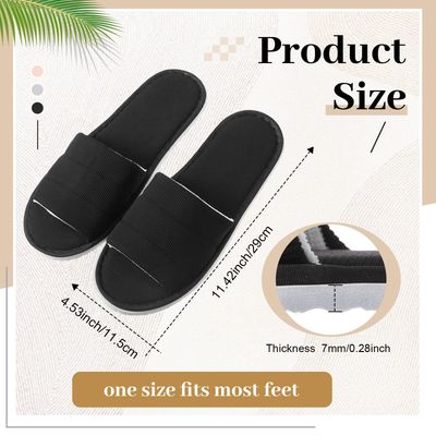 Breathffy 6 Pairs Disposable Slippers Bulk for Guests Comfortable House Spa Hotel Indoor Travel Slippers Women Men(Gray, Khaki, Black,Open Toe)