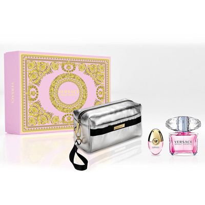Versace Bright Crystal for Women By 3 Pc Gift Set (Edt 3.0 Oz Edt 0.3 Oz Silver Pouch), 3count