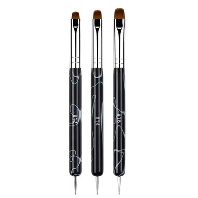 MOLILON 3Pcs Double Head Nail Art Brushes &amp; Dotting Tools Kit (Black), French Tip Nail Brush Set, Builder Gel Nails, DIY Acrylic Nail Design Tool for Salon &amp; Home Manicure Beginners/Artists