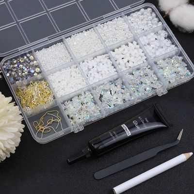 VOTACOS Flatback Nail Art Pearls and Rhinstones - Flower Bow Charms with Gel Glue - Gold, Silver, Butterfly Colors - Womens Acrylic Nail Decorations