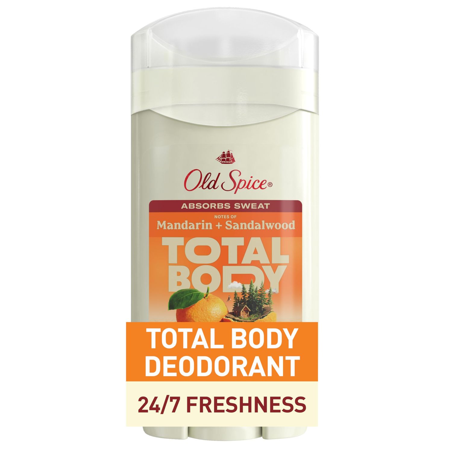 Old Spice Whole Body Deodorant for Men, Total Body Deodorant, Mandarin Sandalwood, Aluminum Free Deodorant Stick for 24/7 Freshness // Dermatologist Tested Whole Body Deodorant, 3.0 oz