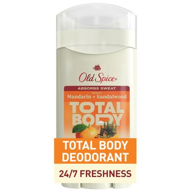 Old Spice Whole Body Deodorant for Men, Total Body Deodorant, Mandarin Sandalwood, Aluminum Free Deodorant Stick for 24/7 Freshness // Dermatologist Tested Whole Body Deodorant, 3.0 oz