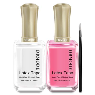 DRMODE Liquid Latex for Nails 30ML Fast Drying Cuticle Guard Latex Tape Peel Off for Nails Painting, Stamping Skin Protectors Barrier for Nail Art with Bonus Tweezers for Various Nail Art