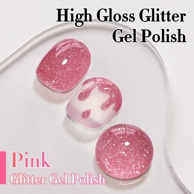 Double Rhythm 0.5Oz Glitter Gel Polish Shimmer Reflective Color for Nail Art Salon DIY Soak Off 15ml Nail Lamp Gel Polish at Home (Light Pink-B1173)
