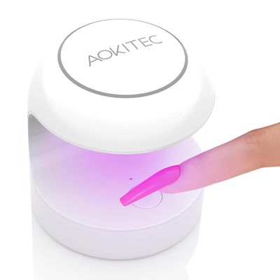 Aokitec UV Light for Nails, Mini UV LED Nail Lamp Portable Quick-Dry 12W Gel Nail Curing Lamp for Gel Polish Resin Glue Gel Extension Gel Manicure Kit for Salon Home DIY Nail Art (White)