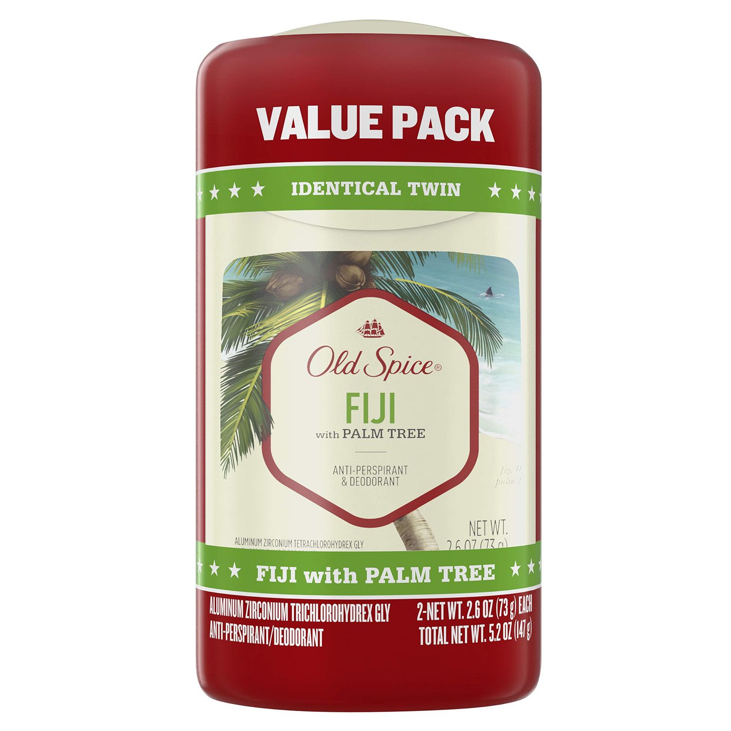 Old Spice Fresher Collection Mens Anti-Perspirant and Deodorant, Fiji Scent - 2.6 Oz Ea, Count 2