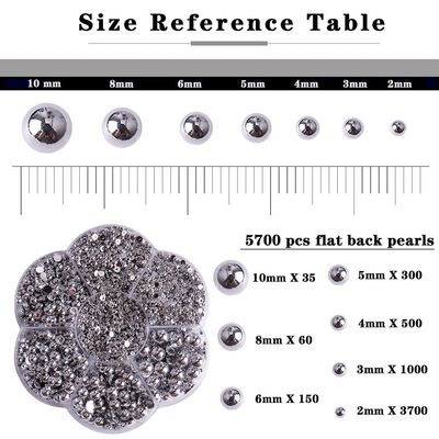 Aodse 6000 Pcs Nail Pearls for Nails Art, Silver Half Pearl for Crafts, Face Eyes Makeup, Charms DIY Crafting Charms Decorations Accessories