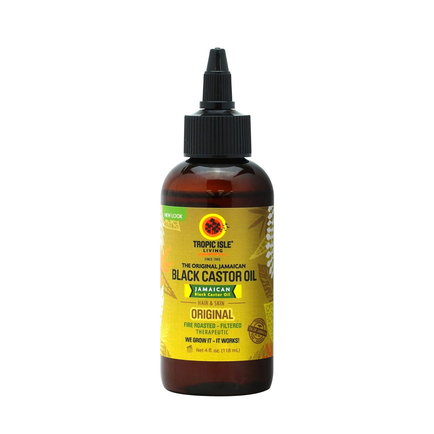 Tropic Isle Living Jamaican Black Castor Oil | Rich in Vitamin E, Omega Fatty Acids &amp; Minerals | For Hair Growth Oil, Skin Conditioning, Eyebrows &amp; Eyelashes, Scalp and Nail Care (PET) (4oz)