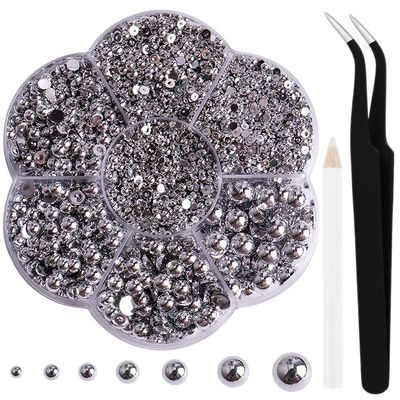 Aodse 6000 Pcs Nail Pearls for Nails Art, Silver Half Pearl for Crafts, Face Eyes Makeup, Charms DIY Crafting Charms Decorations Accessories