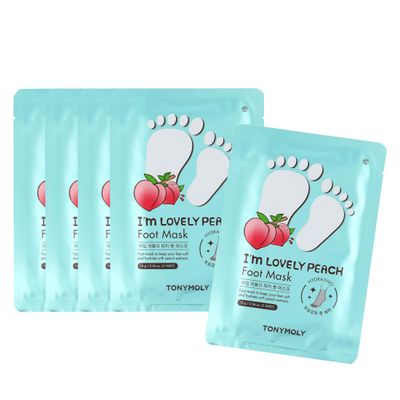 TONYMOLY Im Lovely Peach Foot Mask, 5 Count