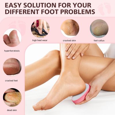 BALUCA Glass Foot File Callus Remover - Foot Rasper with Protective Cover, Nano-Glass Foot Scrubber for Dead Skin, Professional Pedicure Tool for Home, Salon, and Travel - Pink