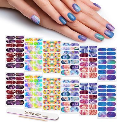 DANNEASY Starry Star Style Nail Strips - 12 Sheets Gradient Nail Wraps, Womens Manicure Kit
