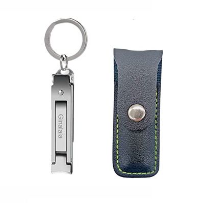 Ginalaia Stainless Steel Portable Nail CutterGerman Keychain Nail Clipper with File for Man and Women, Ultra Thin Flat Fingernail Clipper Perfect Use for Traveling Home Office (Small, 1)