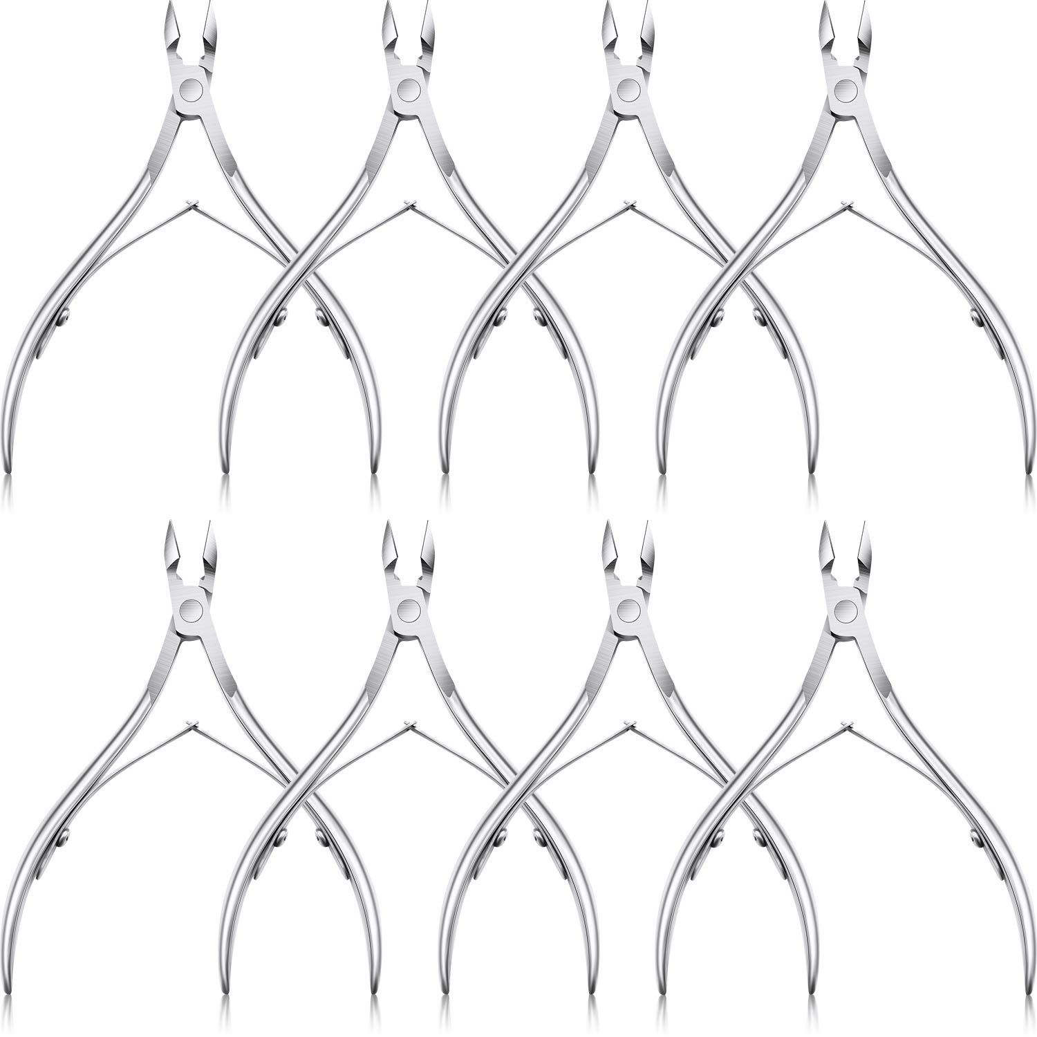 8 Pieces Cuticle Trimmer Stainless Steel Cuticle Nippers Pointed Blade Dead Skin Cutter Clipper Remover Scissors Manicure Tools for Fingernails and Toenails(Silver)
