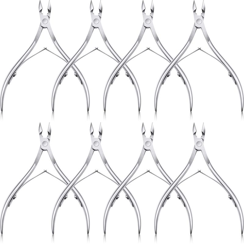 8 Pieces Cuticle Trimmer Stainless Steel Cuticle Nippers Pointed Blade Dead Skin Cutter Clipper Remover Scissors Manicure Tools for Fingernails and Toenails(Silver)