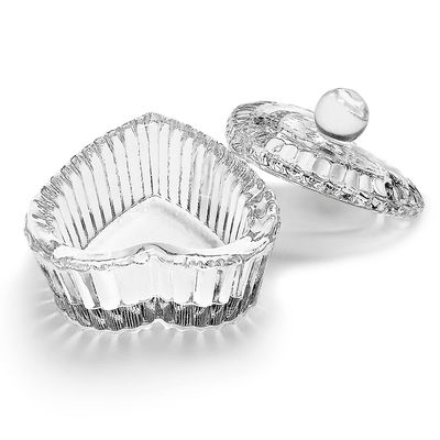 Crystal Sweet Heart Shape Acrylic Liquid Powder Glass Dappen Dish Glass Cup w Cap Lid Bowl for Acrylic Nail Art Transparent Kit (Clear)