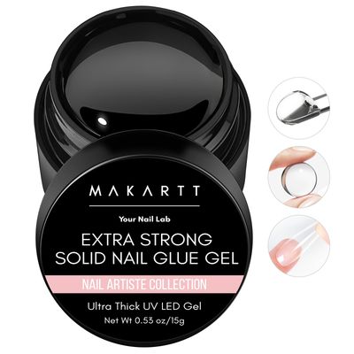 Makartt Solid Nail Glue Gel: Extra Strong Gel Nail Glue for Press On Nails and Nail Tips Long-Lasting Strong Adhesion Nail Glue for Acrylic Nails Clear Hard Gel for Nail Art Home Salon UV Light Cured