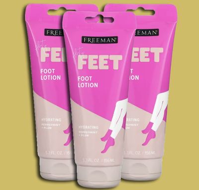 Freeman Bare Foot Lotion Peppermint &amp; Plum With Tea Tree 5.3 Ounce (156ml) (3 Pack)