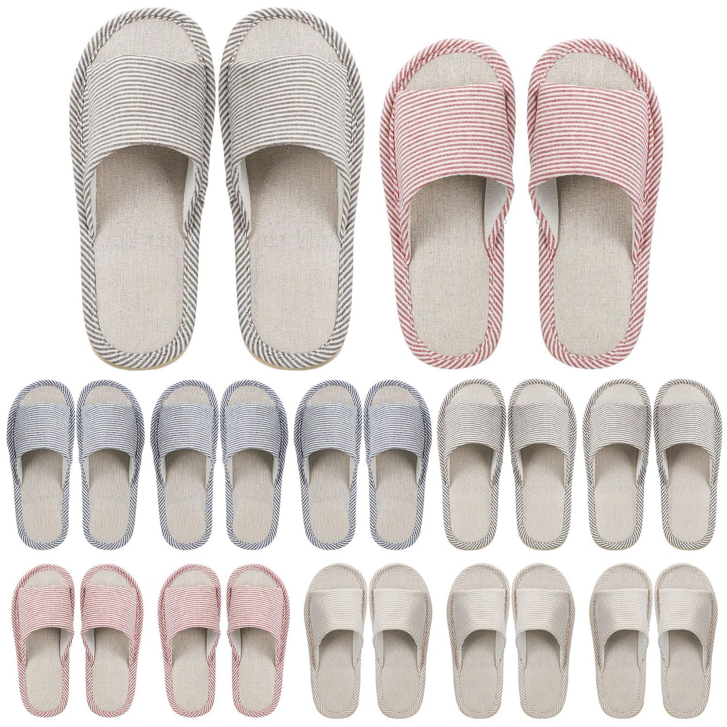 Suhine 12 Pairs House Slipper for Guests Open Toe Spa Slippers Non Slip Indoor Comfortable Breathable Home for Travel Guests Hotel Home Bedroom Unisex(Classic)