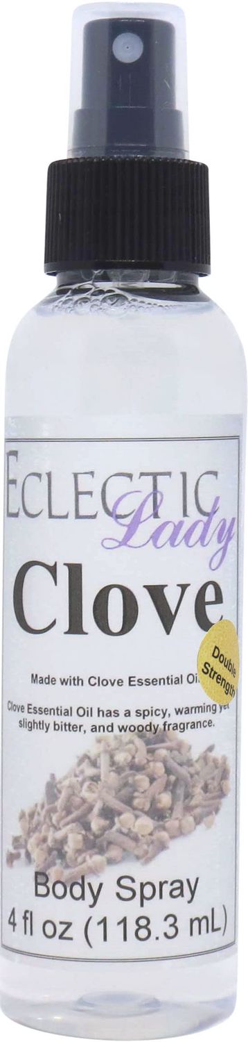 Eclectic Lady Clove Body Spray, Double Strength, 4 ounces, Body Mist for Women with Clean, Light &amp; Gentle Fragrance, Cologne with Soft, Subtle Aroma For Daily Use