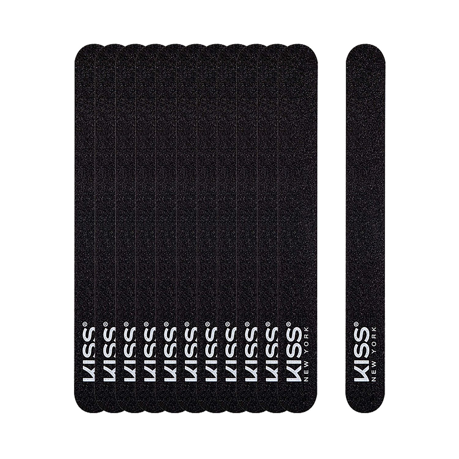 KISS Nail Files Black on Black (12 pieces) Files &amp; Smooths Natural and Artificial Nails