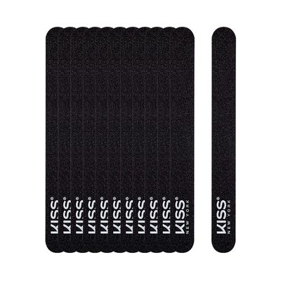 KISS Nail Files Black on Black (12 pieces) Files &amp; Smooths Natural and Artificial Nails