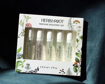Herb &amp; Root Perfume Discovery Set of 5 Clean Fragrance Perfume Sprays, Gender Neutral | 5 perfume samples | paraben free, non-toxic