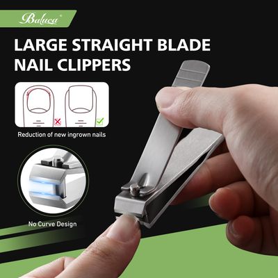 Heavy Duty Straight Blade Nail Clippers for Thick Toenails, Professional Stainless Steel Fingernail Toenail Clippers Trimmers - Thick Wide Jaw Toe Nail Clippings for Seniors, Men &amp; Women - Silver