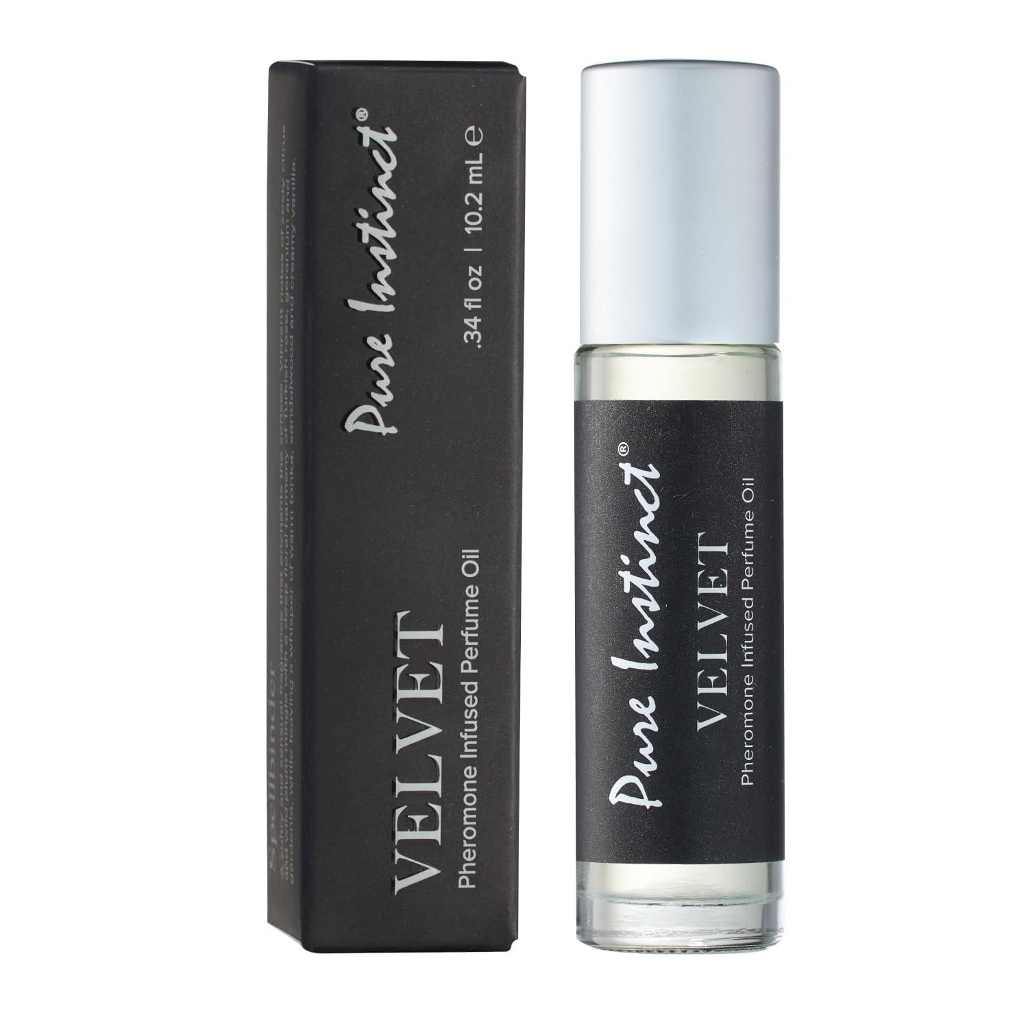 Pure Instinct VELVET The Original Pheromone Infused Essential Oil Perfume Cologne - For Him Mens - TSA Ready (Roll On Bottle 0.34 Fl. Oz./10.2mL)