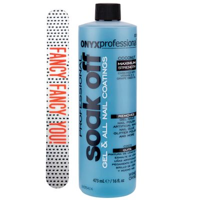 Onyx Professional Shellac &amp; Gel Coconut Scented vitamin E Nail Polish Remover, blue, 16 Fl Oz