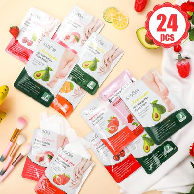 Swiffen 24 Pcs Fruits Beauty Hand Foot Mask Bulk Hydrating Hand Foot Moisturizing Gloves Shea Butter Aloe Mask for Spa Kit Beauty Skincare Gift Beauty Kits for Women