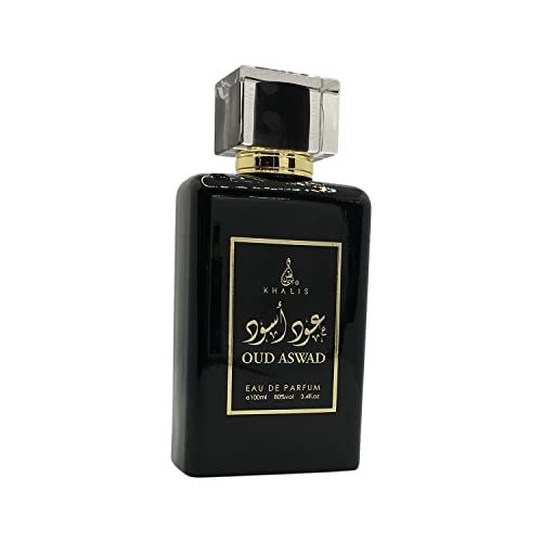 Oud Aswad Eau de Parfum 3.4 oz - Bitter Sweet Oud Perfume with Leathery Earthy Saffron and Ripe Raspberry Accords loved for its long lasting trail and compliment catching aroma