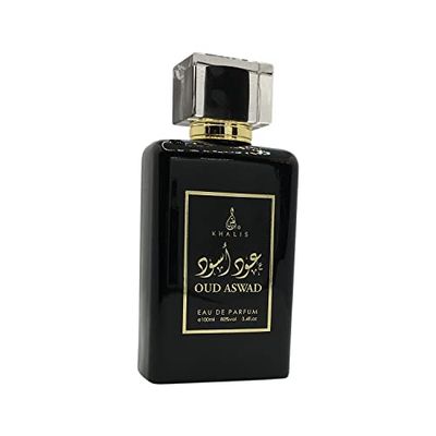 Oud Aswad Eau de Parfum 3.4 oz - Bitter Sweet Oud Perfume with Leathery Earthy Saffron and Ripe Raspberry Accords loved for its long lasting trail and compliment catching aroma