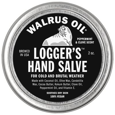 Walrus Oil - Loggers Hand Salve Cream, 2oz, 100 Vegan and Beeswax-Free, Made with Coconut Oil, Cocoa Butter, Olive Wax, and more. Peppermint and Clove scent.