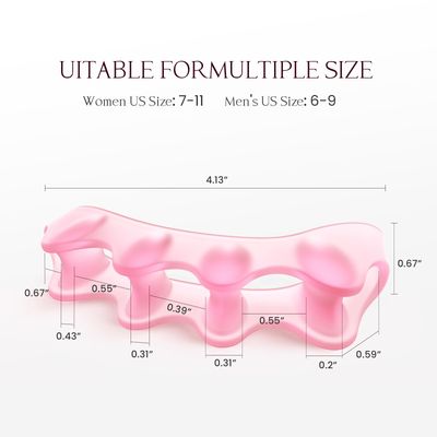Welnove Toe Separators Spacers for Women - Toe Spreaders with Rose Extract, Toe Straightener for Women Men - Toe Stretcher for Walking, Running & Yoga Practice - Rose, 4 Pack