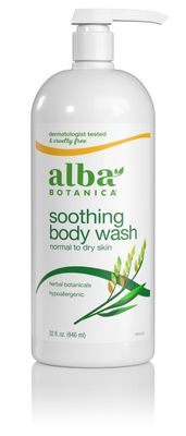 Alba Botanica Soothing Body Wash, Normal to Dry Skin, with Herbal Botanicals, 32 Oz (Packaging May Vary)