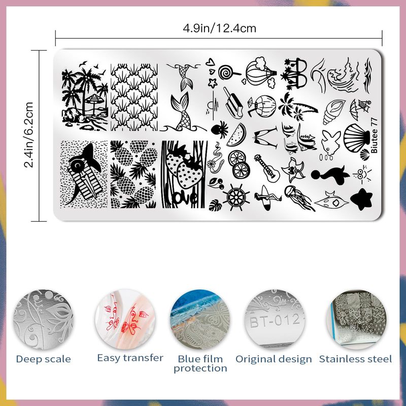 Biutee 12 Pcs Nail Art Stamping Plate Set Nail Stamping Kit Nail Stamper Flower Leaves Animal Lace Star Rose Holiday Design Nail Stamp Plate Valentine Nail Stamp Template