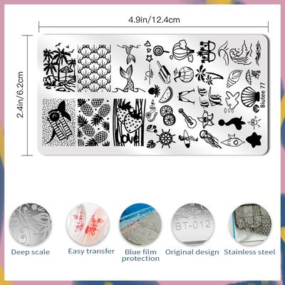 Biutee 12 Pcs Nail Art Stamping Plate Set Nail Stamping Kit Nail Stamper Flower Leaves Animal Lace Star Rose Holiday Design Nail Stamp Plate Valentine Nail Stamp Template
