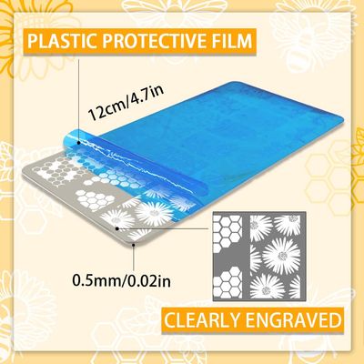 PH PandaHall 3pcs Honeycomb Nail Stamping Plates, Spring Bee Honey Nail Stamper Sunflower Art Stencils Stainless Steel Image Plate for Nails Art Design Manicure Salon