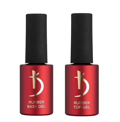 Professional Rubber Top &amp; Base Gel Set By Kodi | 15ml 0.5 oz | Soak Off, Polish Fingernails Coat Kit | For Long Lasting Nails Layer | Easy To Use, Non-Toxic &amp; Scentless | Cure Under LED Or UV Lamp