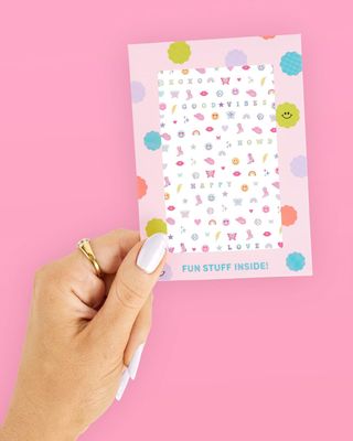 xo, Fetti Party Preppy Nail Stickers | 496 Stickers | Girly Party Accessory, Rainbow Bachelorette Decorations, Smiley Birthday Manicure, Butterfly Adhesive Press Ons