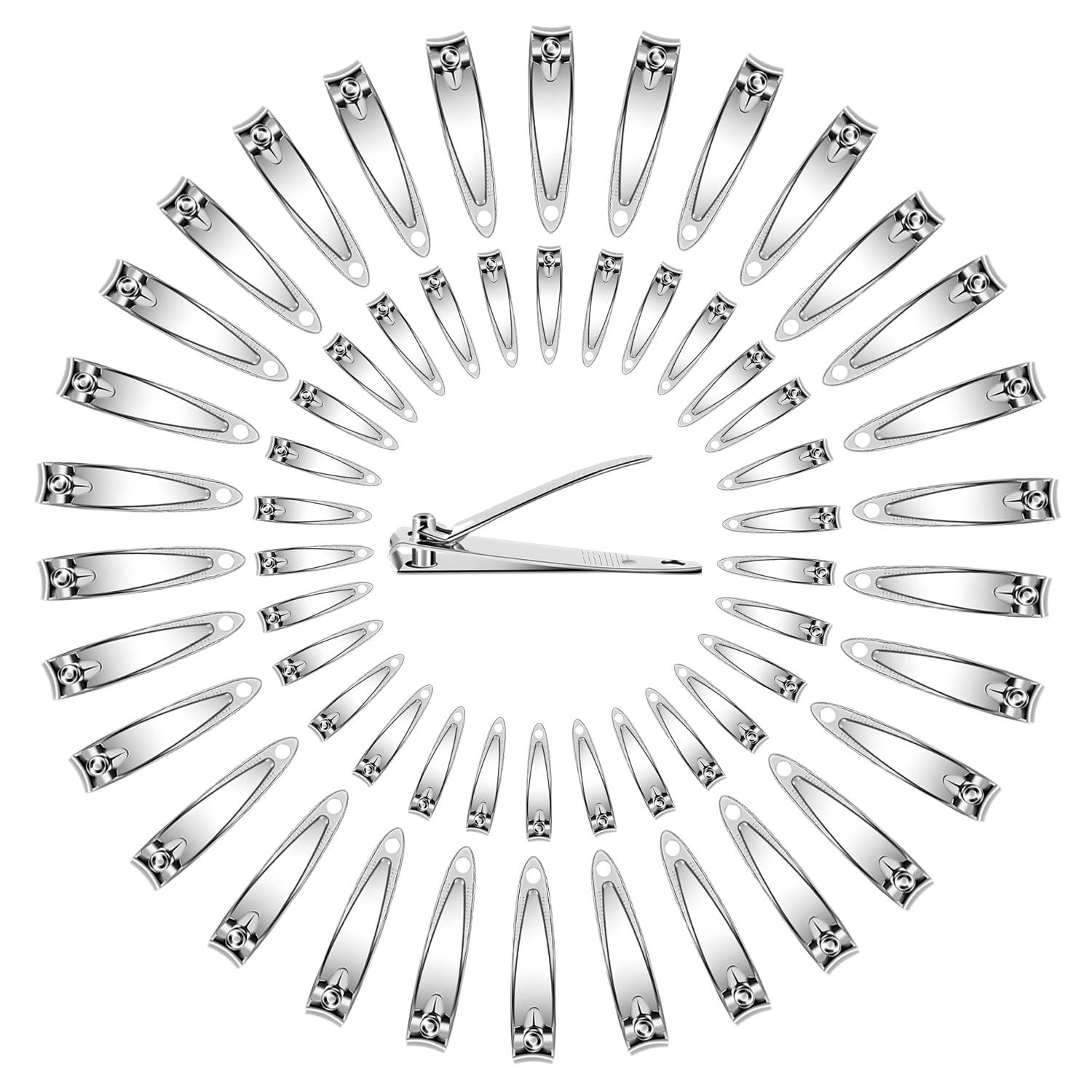 Ayearparty 120 Pieces Nail Clipper Set Flat Toenail Clippers Stainless Steel Fingernails Manicure Pedicure Sturdy Silver Small Trimmer Portable Bulk for Men Women Homeless Care Package Supplies