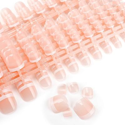 LIARTY 280pcs French Tip Toenails, Short Square False Toe nails Glossy, Press on Toe Nails 14 Different Size Full Cover, Nail Tips for Women Girls Foot Pedicure