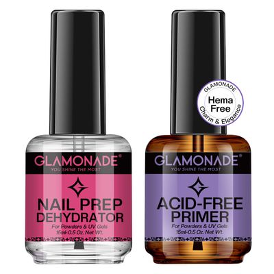 Glamonade Nail Dehydrator and Primer Prep: No Lift Nail Primer for Gel Nails Acrylic Press on Fast Dry Nail Prep Nail Supplies for Nail Techs for Beginners