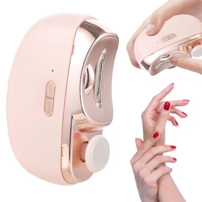 Electric Nail Clippers,2025 Upgraded 3 in 1 Automatic Electric Nail Clipper Trimmer with Polishing for Fingers and Toes with 2 Adjustable Speeds for Seniors,Adults,Women-Pink
