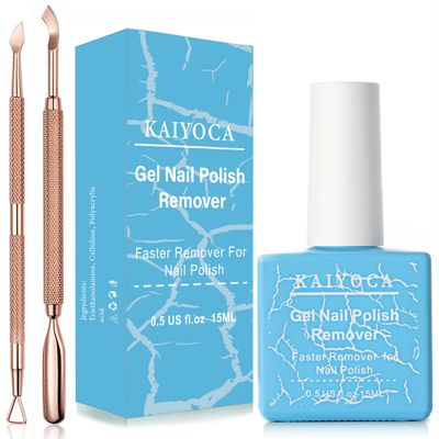 Gel Nail Polish Remover with Cuticle Pusher Nail Polish Scraper,Non-Irritating, Easily &amp; Quickly Nail Polish Remover, No Need For Foil, Soaking Or Wrapping